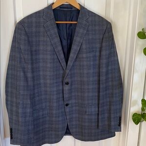 Nautica Wool Silk Blue plaid blazer coat men’s Grandpacore preppy academia